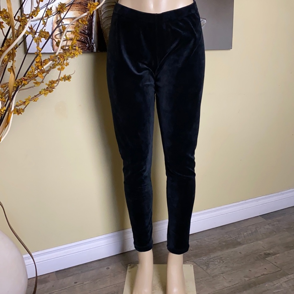 Black velvet leggings